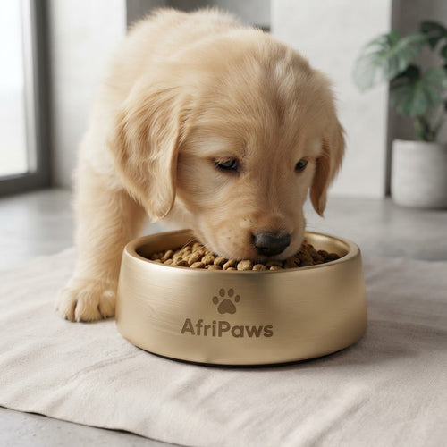 Luxury Ceramic Pet Food Bowl with Gold Stand – AfriPaws